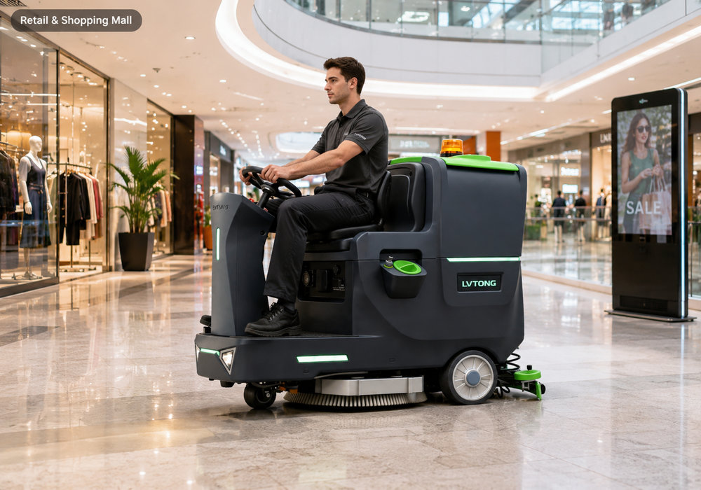Autolaveuse automatique pour commerces et centres commerciaux - LVTONG Autolaveuse automatique nettoyant les sols cirés d'un centre commercial