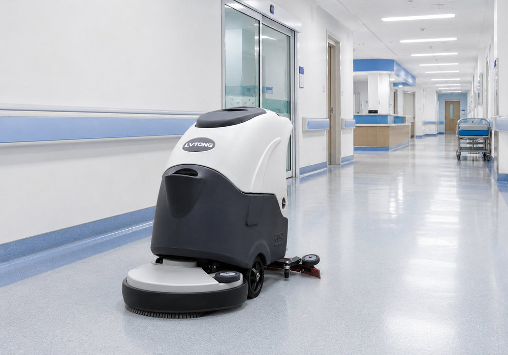 Commercial Floor Scrubber for Hospital Corridor Cleaning - LVTONG Commercial floor scrubber cleaning hospital corridor floors