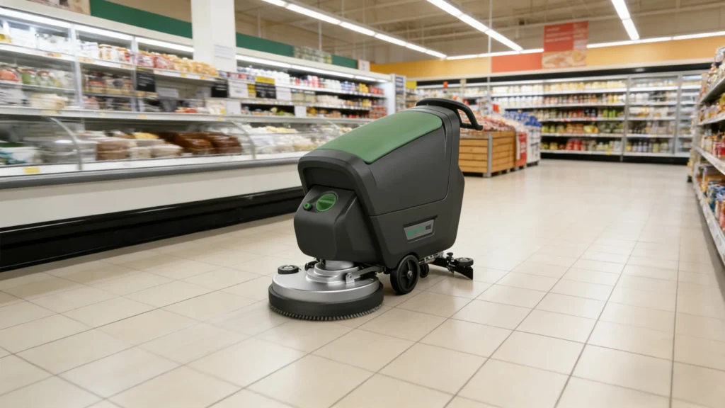 LT-S530X walk-behind floor scrubber works on supermaket - LVTONG LT-S530X walk-behind floor scrubber works on supermaket