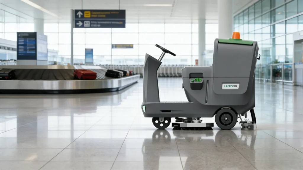 LT-S710X ride-on scrubber works on airport - LVTONG LT-S710X ride-on scrubber works on airport