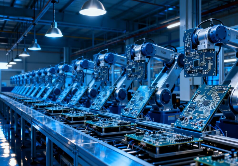 Autolaveuse industrielle nettoyant une usine de fabrication de semi-conducteurs