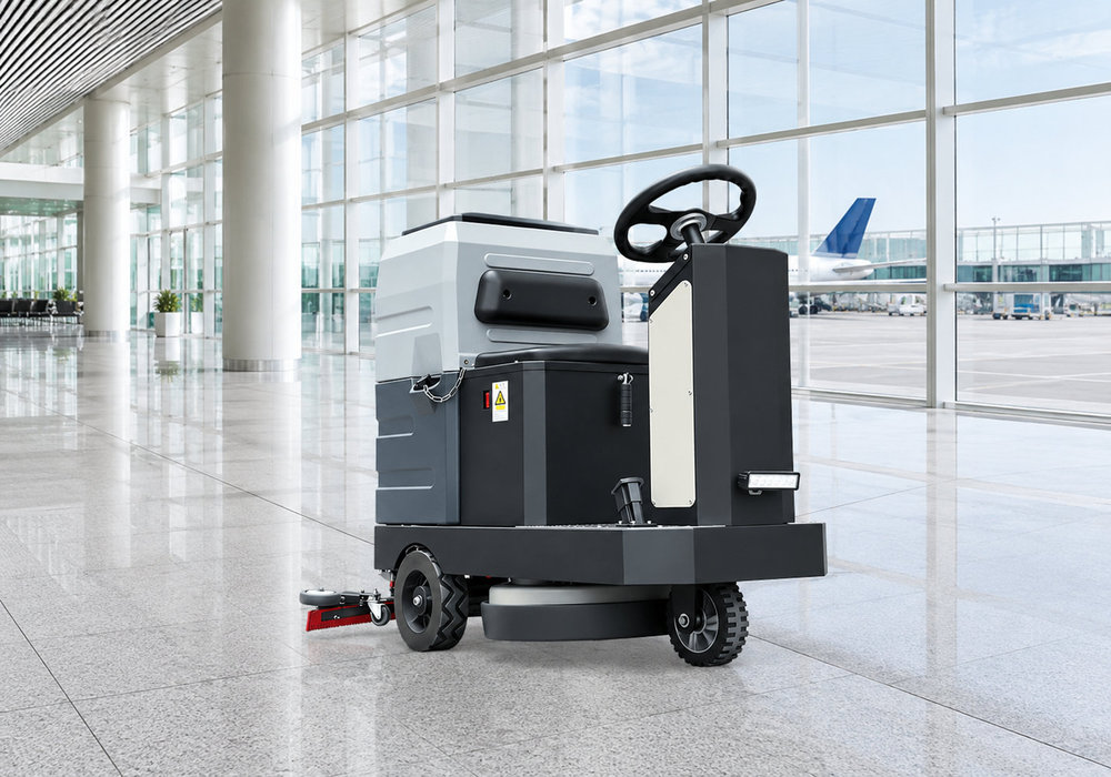 Ride-On Floor Scrubber for Airport and Large Facility Cleaning - LVTONG Ride-on floor scrubber for airport and large facility cleaning