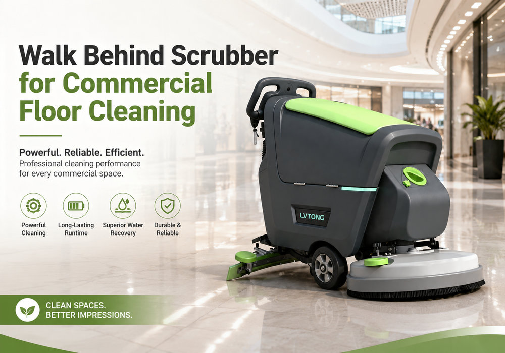 walk behind scrubber commercial cleaning poster