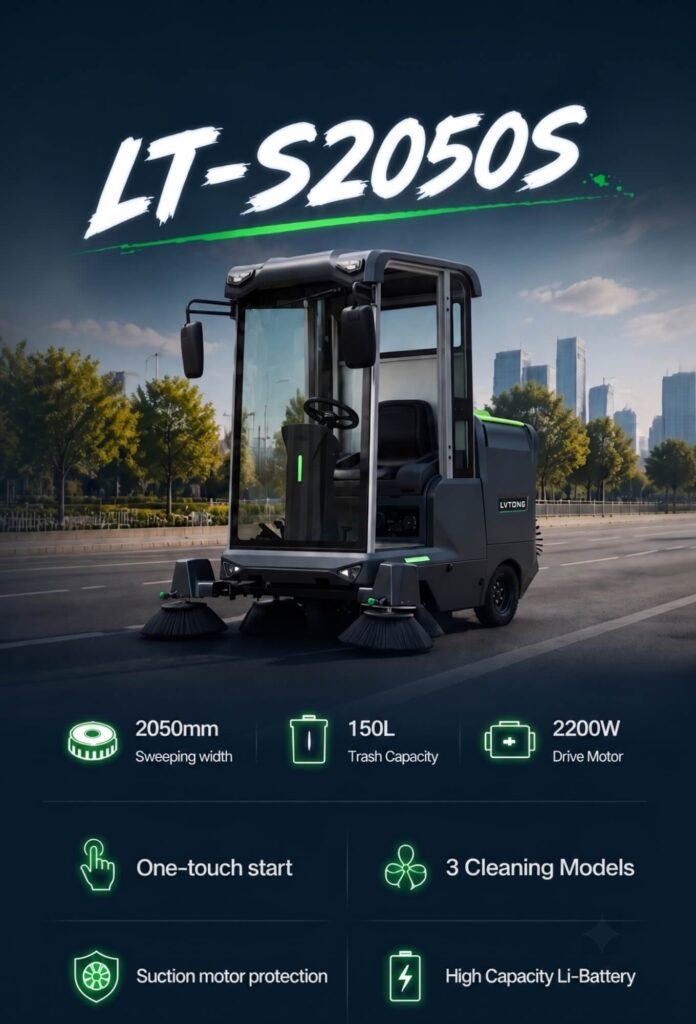 LVTONG LT-S2050S professional industrial riding floor sweeper with 150L debris bin