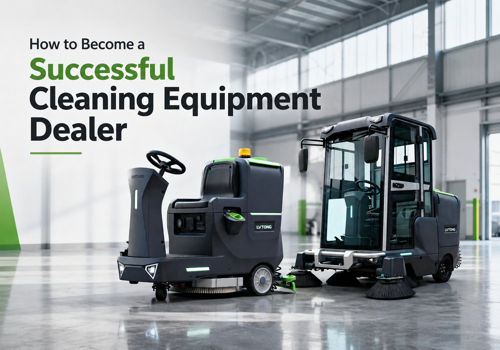 How to Become a Successful Cleaning Equipment Dealer | LVTONG - LVTONG - LVTONG LVTONG cleaning equipment dealer guide featuring ride-on floor cleaning machines in an industrial facility