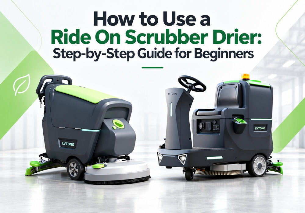 How to use a ride-on floor scrubber drier step-by-step guide for beginners with LVTONG industrial cleaning machines
