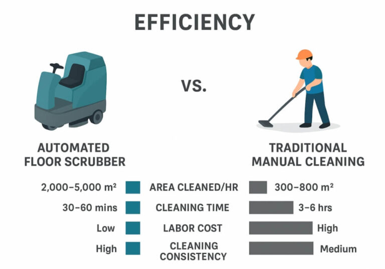 Auto Floor Scrubber VS Manual Cleaning
