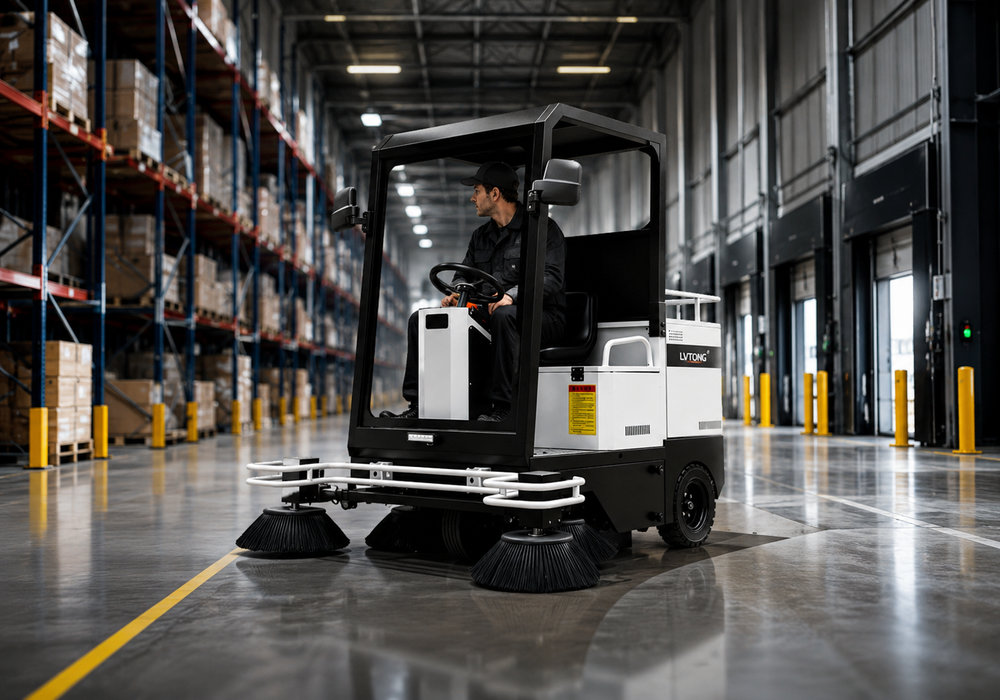 How to Use a Ride-On Sweeper Safely - LVTONG How to use a ride on sweeper safely in industrial facilities