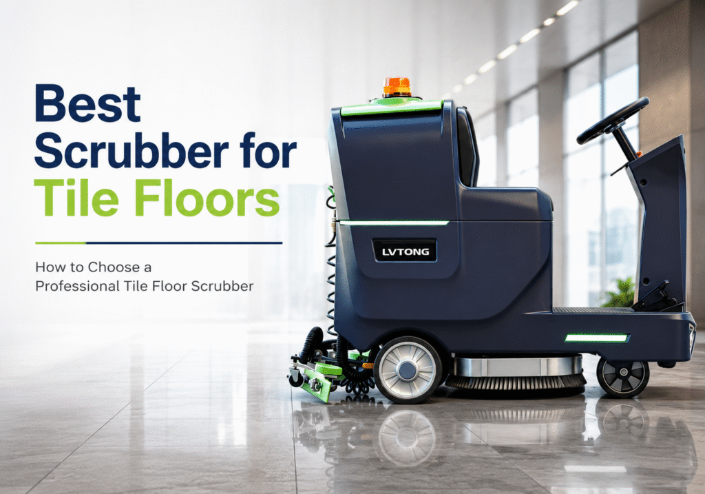Best scrubber for tile floors article cover with professional ride-on floor scrubber