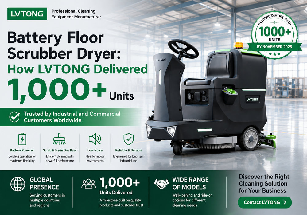 LVTONG battery floor scrubber dryer with 1000+ units delivered