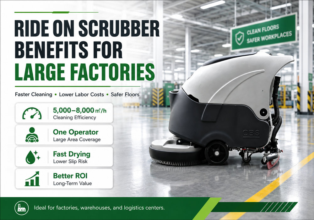 ride on scrubber benefits for large factories