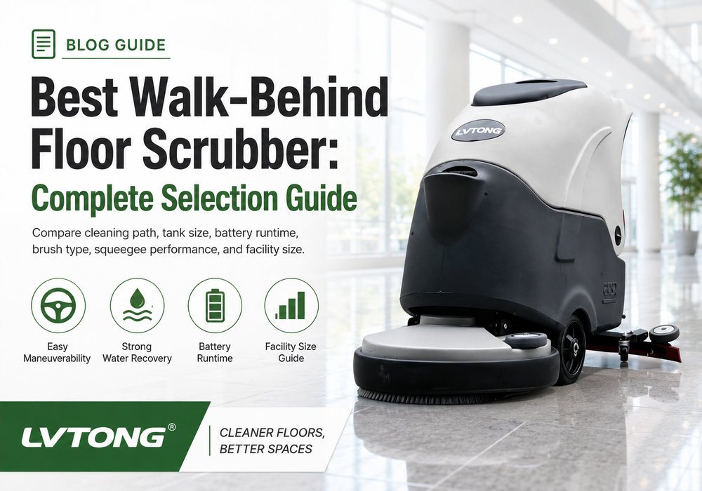 Best walk-behind floor scrubber guide with LVTONG commercial scrubber for cleaning path, water recovery and battery runtime
