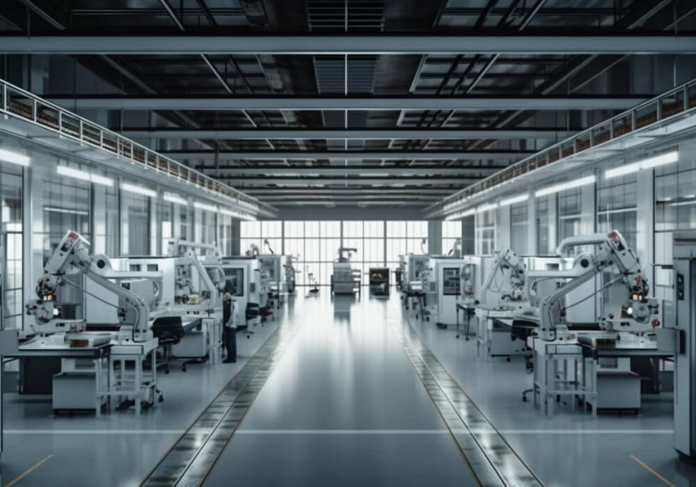 Industriebodenreinigungsmaschine in einer Elektronikfabrik