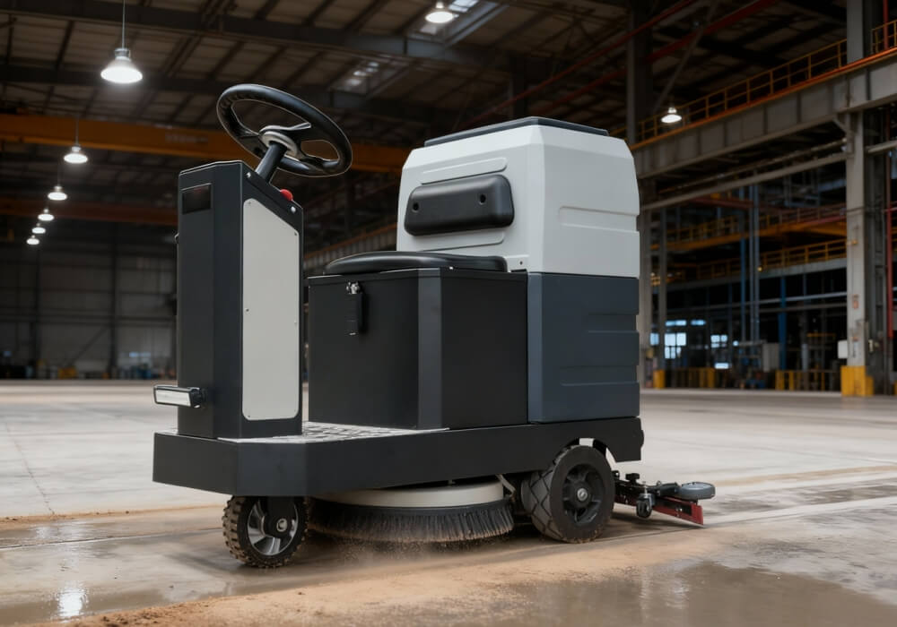 Hochleistungs-Bodenschrubber im Einsatz
