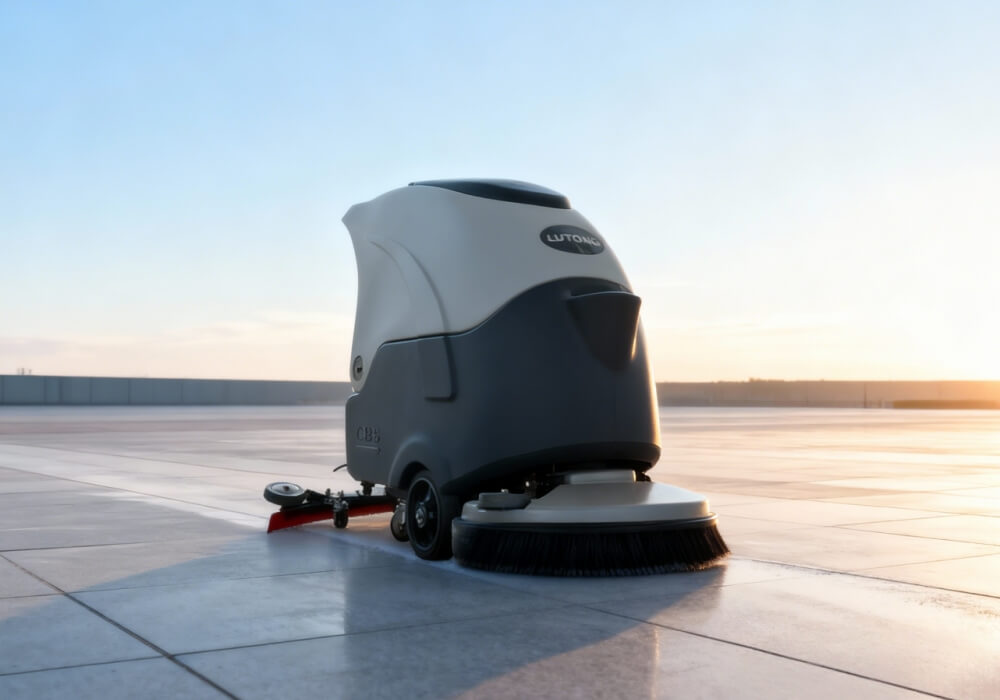 Floor scrubber for outdoor floor cleaning and maintenance