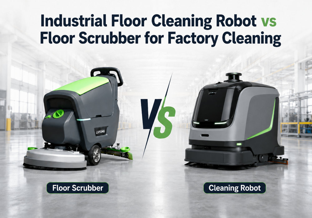Industrial floor cleaning robot vs floor scrubber for factory cleaning
