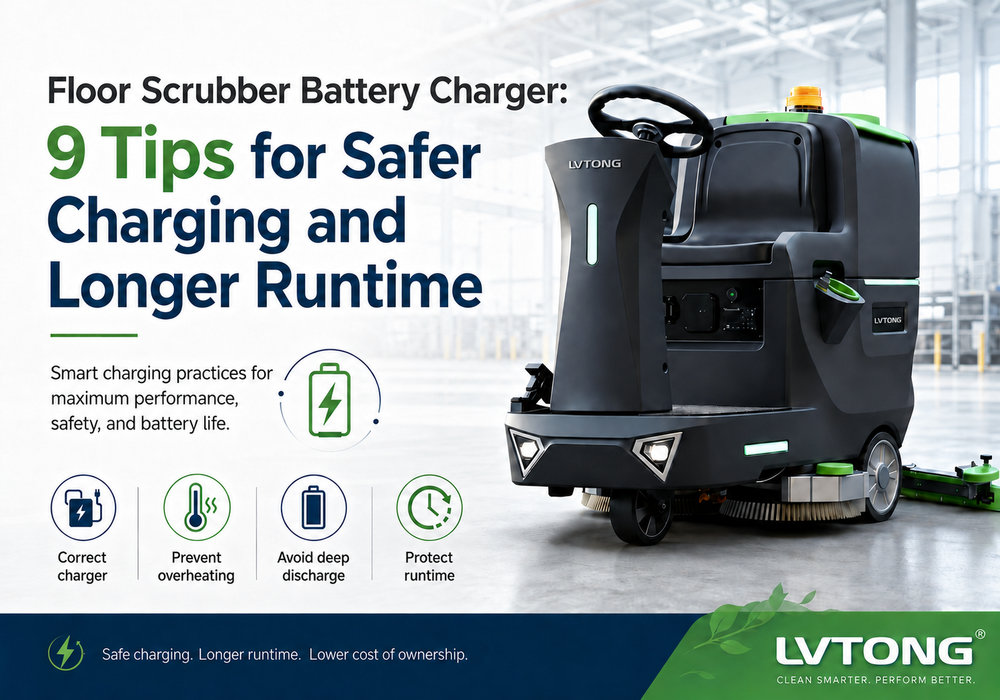 Floor scrubber battery charger tips for safer charging and longer runtime