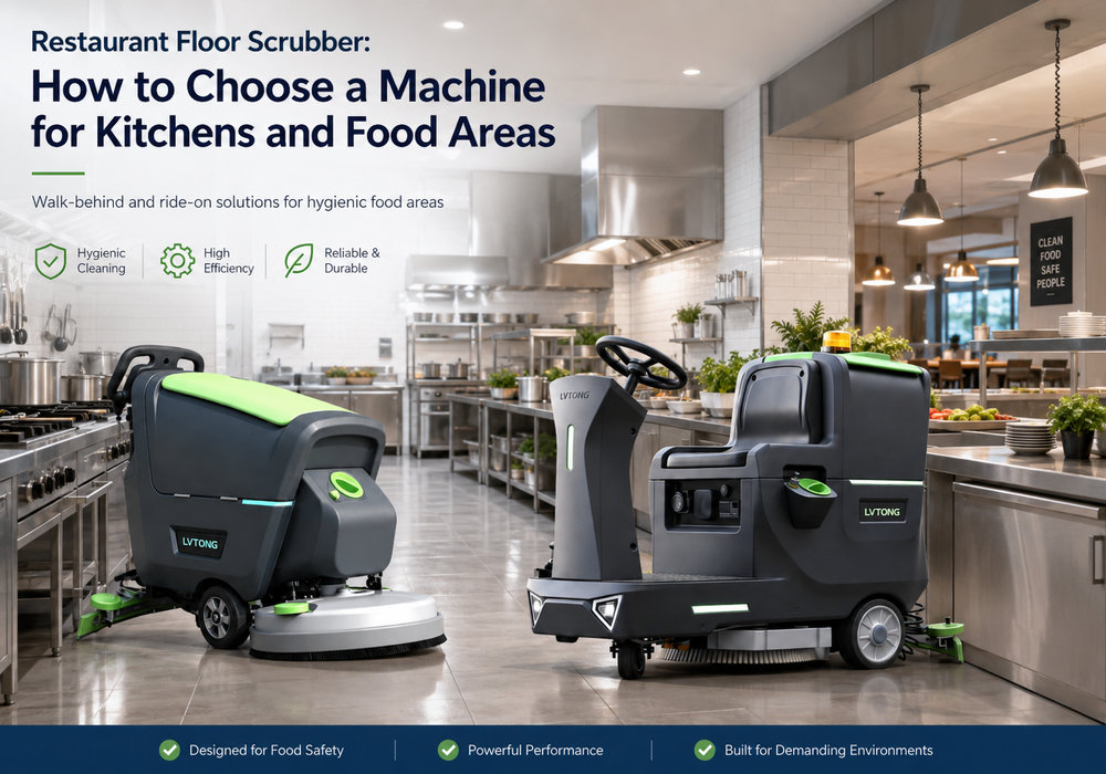 LVTONG restaurant floor scrubber machines for kitchens and food areas