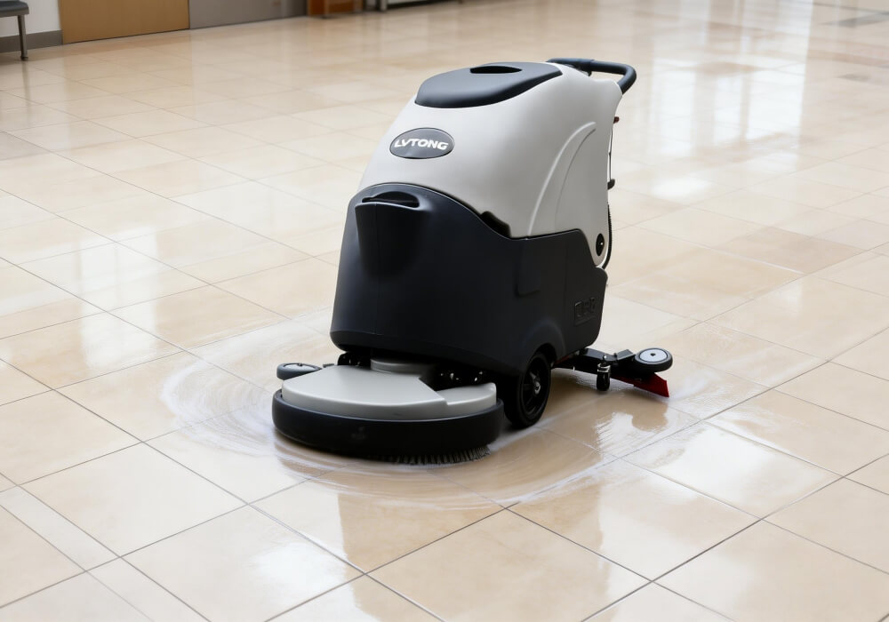 electric walk behind floor scrubber for tile floor cleaning