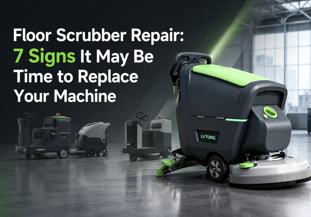 Floor Scrubber Repair: 7 Signs to Replace Your Machine - LVTONG Floor scrubber repair guide showing 7 signs it may be time to replace a commercial cleaning machine