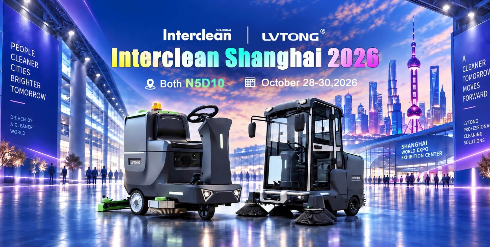 LVTONG präsentiert Industriereinigungsgeräte auf der Interclean Shanghai 2026, darunter Scheuersaugmaschinen und Industriekehrmaschinen.