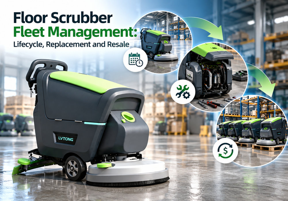Concrete Floor Scrubber Guide: Cleaning and Maintaining Industrial Concrete Floors - LVTONG - LVTONG LVTONG floor scrubber featured in a concrete floor cleaning guide covering warehouse floors, surface absorption and maintenance