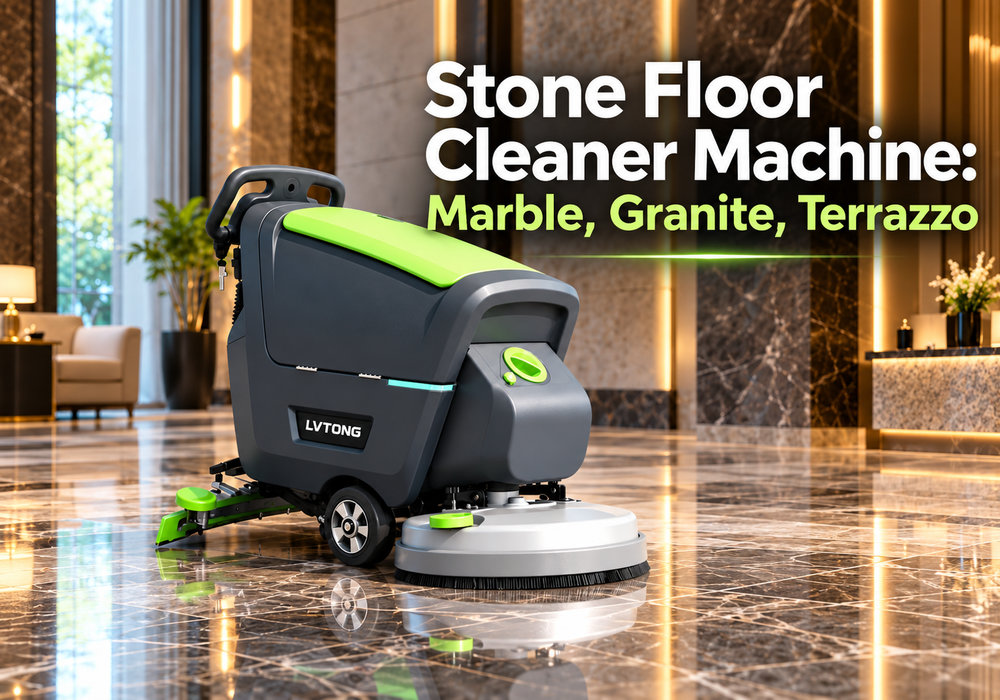 Stone Floor Cleaner Machine: Marble, Granite, Terrazzo | LVTONG - LVTONG - LVTONG LVTONG stone floor cleaner machine on a polished hotel lobby floor for marble, granite, and terrazzo cleaning